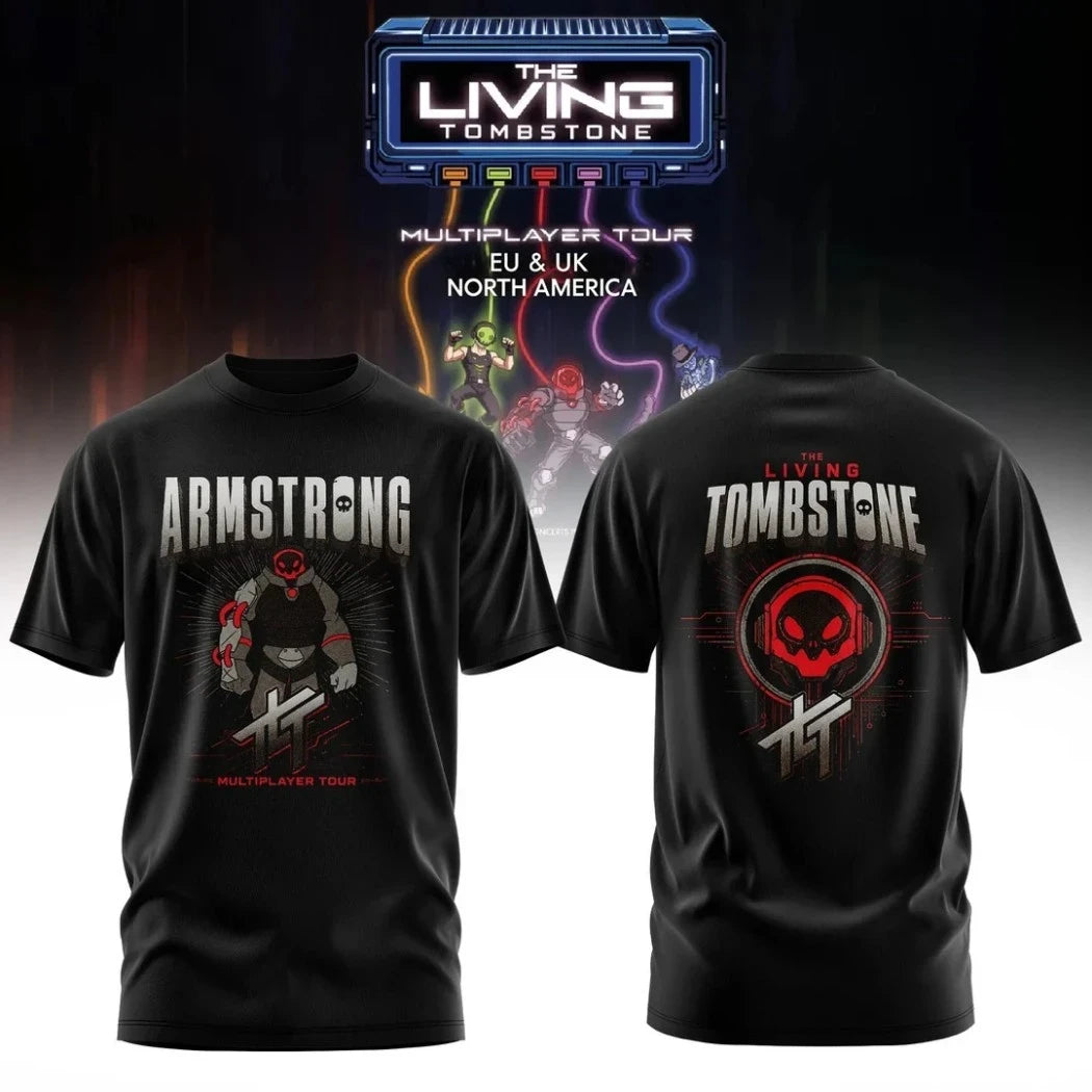 The Living Tombstone Multiplayer Tour 2026 Armstrong Red Skull Shirt The Living Tombstone Merch - Merchluma