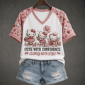 Hello Kitty Cute With Confidence V-Neck Shirt Clumsy With Style Lovely Clothing Gift For Her - Merchluma