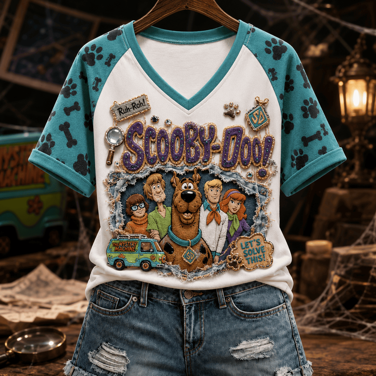 Scooby Doo Let's Solve This V-Neck Shirt Scooby Doo Mecha Birthday Ideas For Sisters - Merchluma
