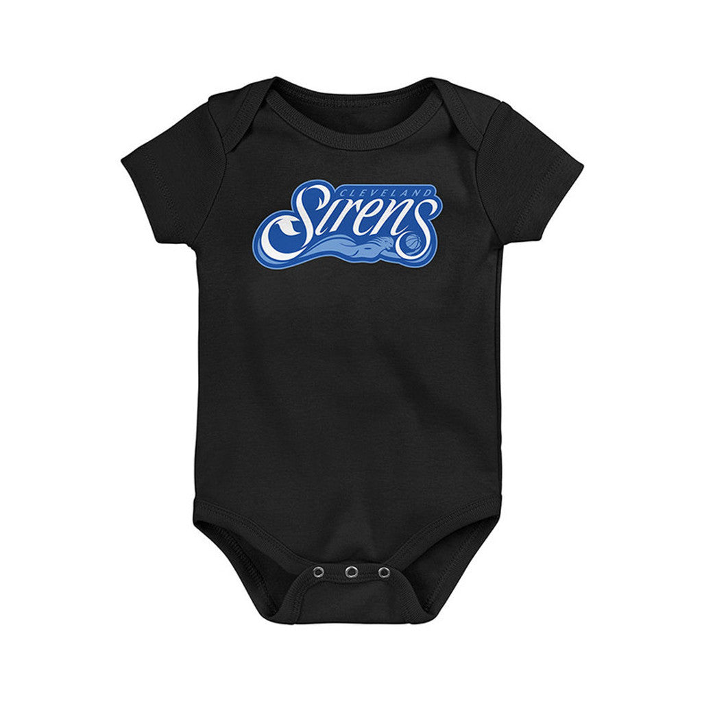Cleveland Sirens Merch 2026 Primary Logo Black Baby Onesie Basketball Fan Apparel Newborn Gifts - Merchluma