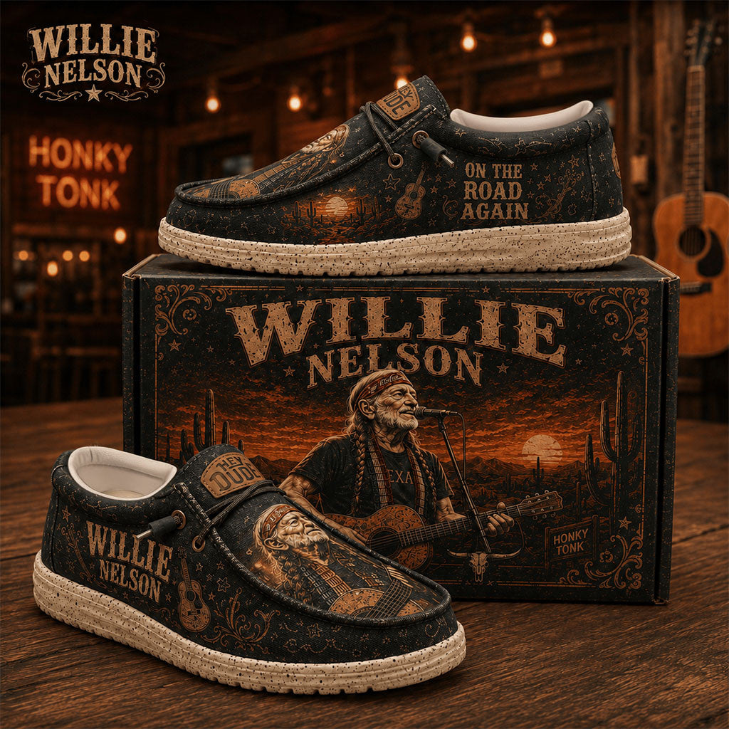 Willie Nelson On The Road Again Shoes Willie Nelson Merch Gift For Country Music Fans - Merchluma