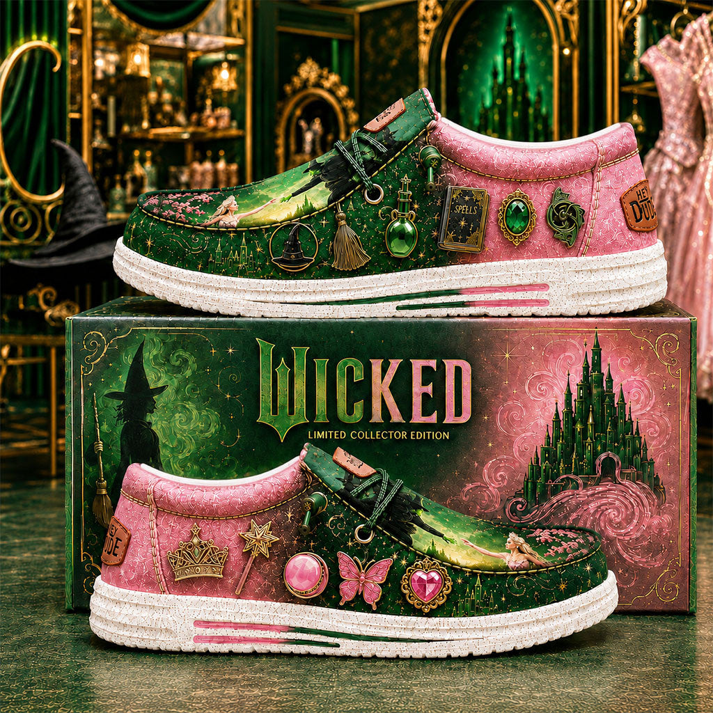 Wicked Elphaba Glinda Shoes Fantasy Graphic Loafers Wicked Musical Merch Gifts For Fans - Merchluma