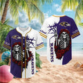 Baltimore Ravens Grateful Dead Skull Rose Baseball Jersey Baltimore Ravens Merch Gifts For Fans - Merchluma