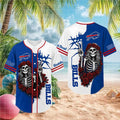 Buffalo Bills Grateful Dead Skull Rose Baseball Jersey Buffalo Bills Merch Gifts For Fans - Merchluma