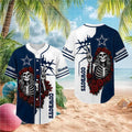Dallas Cowboys Grateful Dead Skull Rose Baseball Jersey Dallas Cowboys Merch Gifts For Him - Merchluma