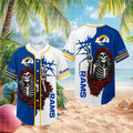 Los Angeles Rams Skeleton Grateful Roses Baseball Jersey Rams Merch Gifts For Husband - Merchluma