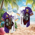 Minnesota Vikings Skeleton Grateful Roses Baseball Jersey Vikings Merch Gifts For Brother - Merchluma
