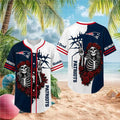 New England Patriots Skeleton Grateful Roses Baseball Jersey Patriots Merch Gifts For Brother - Merchluma