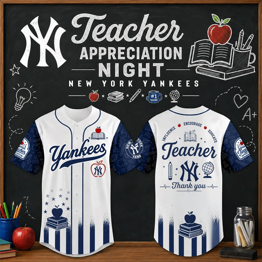 New York Yankees Teacher Appreciation Night Baseball Jersey NY Yankees Merch Baseball Fan Gifts - Merchluma