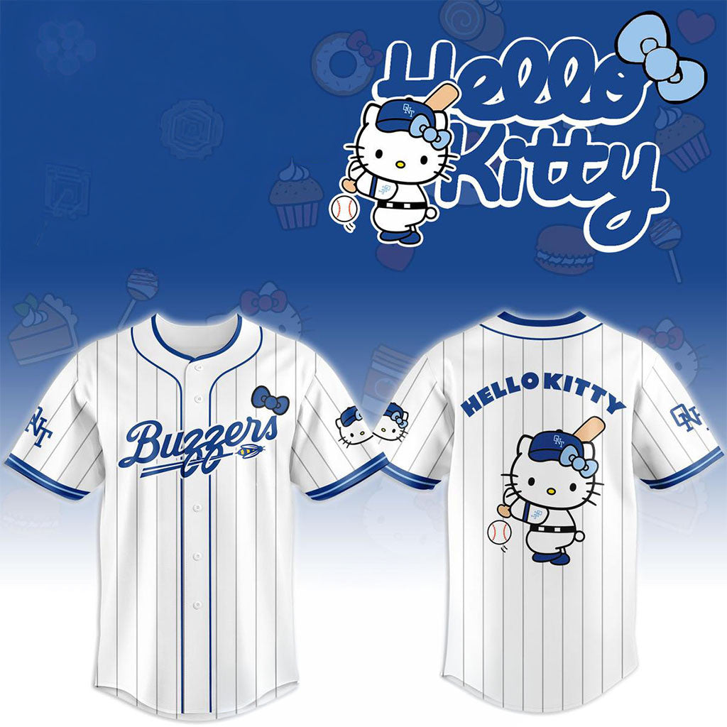 Ontario Tower Buzzers X Hello Kitty Striped 2026 Jersey Buzzers Merch Cute Game Day Gifts - Merchluma