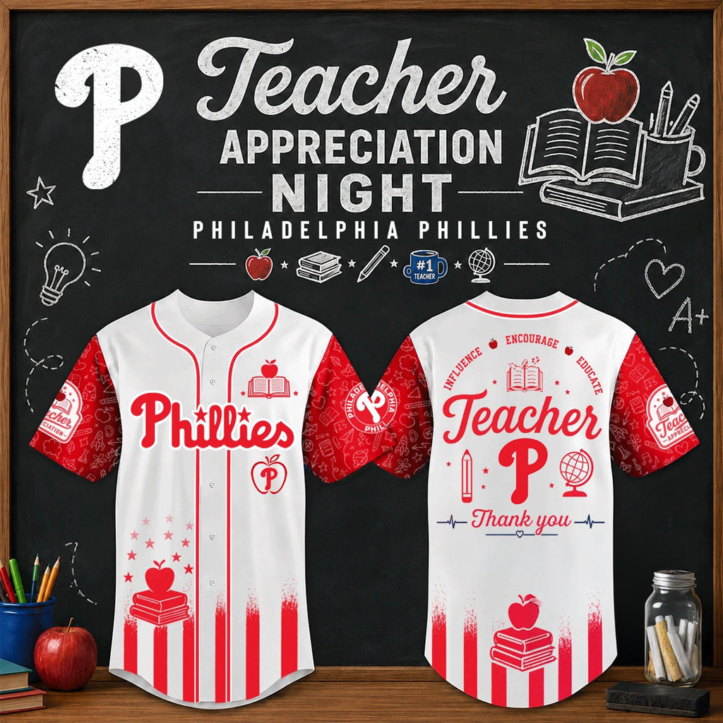 Philadelphia Phillies Teacher Appreciation Night Baseball Jersey Phillies Merch Teacher Gifts - Merchluma