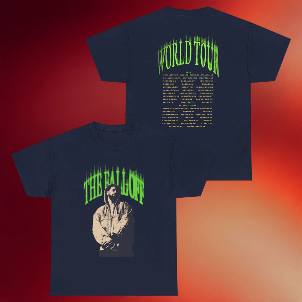J Cole Fall Off Tour Merch 2026 Neon Face T-Shirt J Cole World Tour Merch Gift For Hip Hop Fans - Merchluma