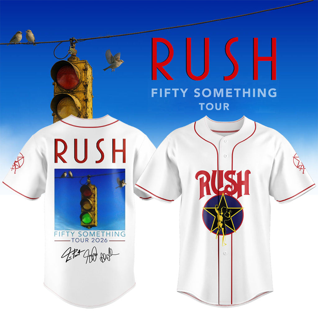 RUSH Fifty Something Tour 2026 Signed Jersey White RUSH Merch Music Lover Gift Ideas For Him - Merchluma