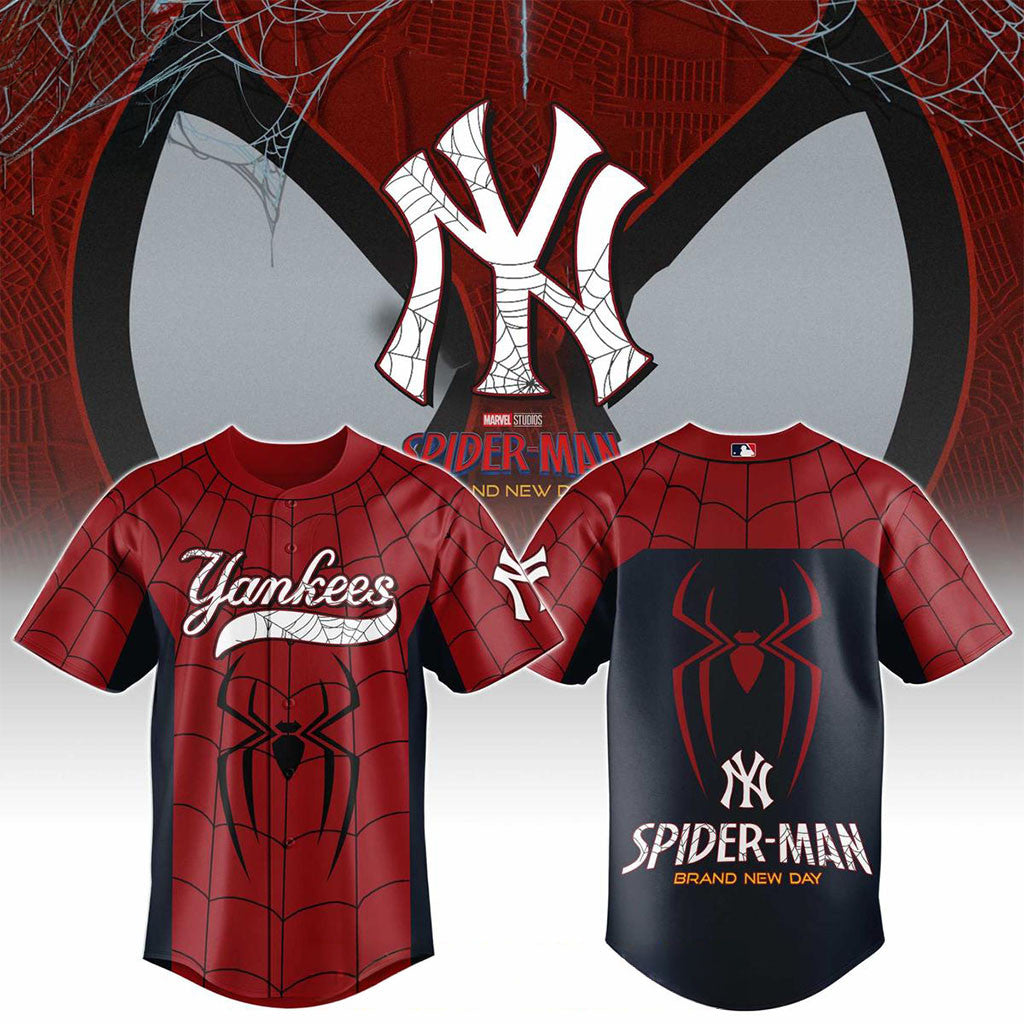 New York Yankees X Spider-Man Brand New Day 2026 Theme Game Jersey NY Yankees Merch Fan Present - Merchluma