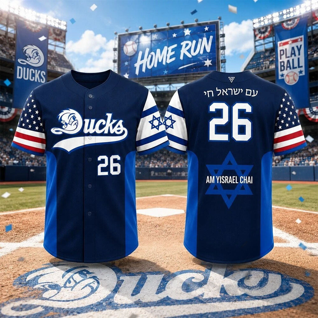 Long Island Ducks Jewish Heritage Night Baseball Jersey Am Yisrael Chai Jersey Fan Merch - Merchluma