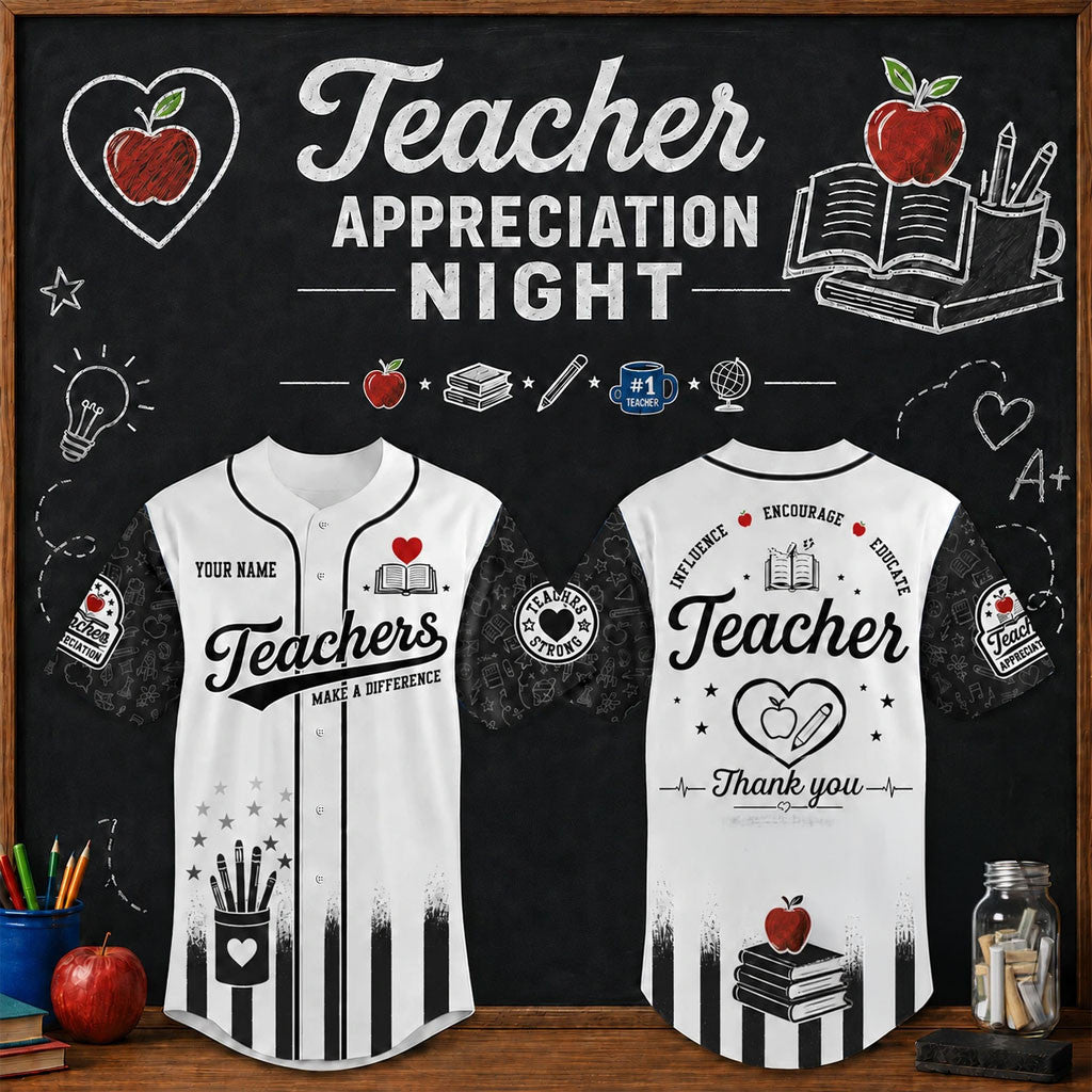 Personalized Teacher Appreciation Make A Difference Baseball Jersey Gifts For Teachers - Merchluma