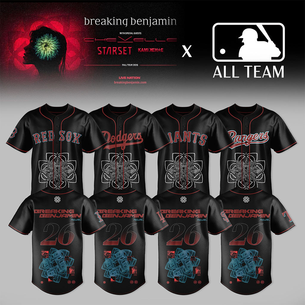 All Baseball Team X Breaking Benjamin American Tour 2026 Baseball Jersey Breaking Benjamin Merch - Merchluma