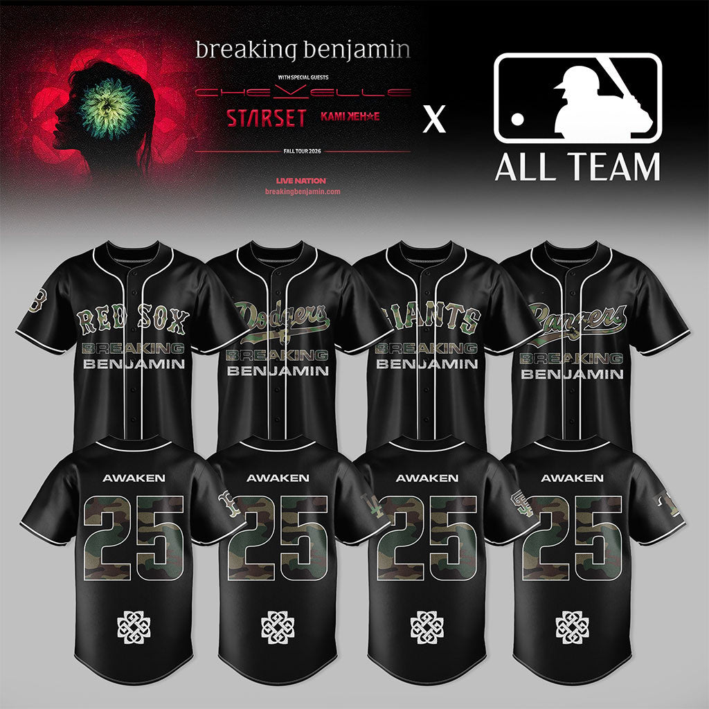 All Baseball Team X Breaking Benjamin American Tour 2026 Baseball Jersey Fan Merch Best Gifts - Merchluma