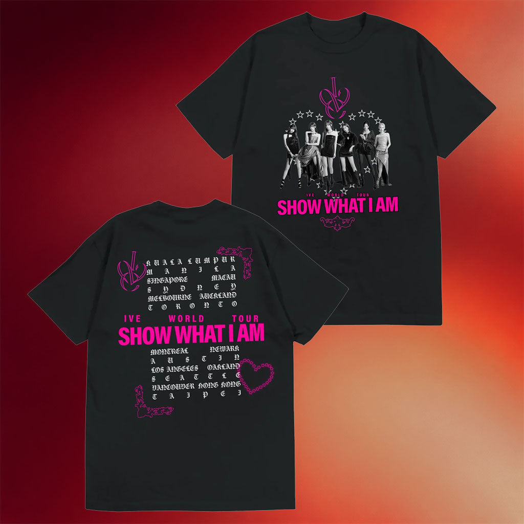 Ive Merch 2026 Black Icon Heart Tour T-Shirt Show What I Am Shirt Ive World Tour Merch Gifts - Merchluma