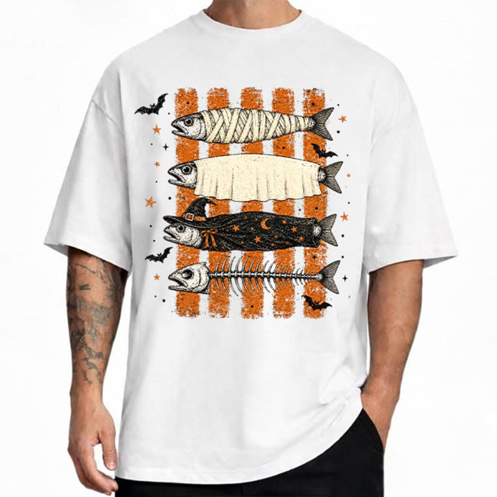 Spooky Fisherman Halloween T-Shirt Funny Fishing Shirt Halloween Gifts For Fishing Lovers - Merchluma