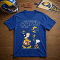 Los Angeles Rams X Peanuts Charlie Brown Snoopy Football T-Shirt LA Rams Merch Fan Gifts - Merchluma