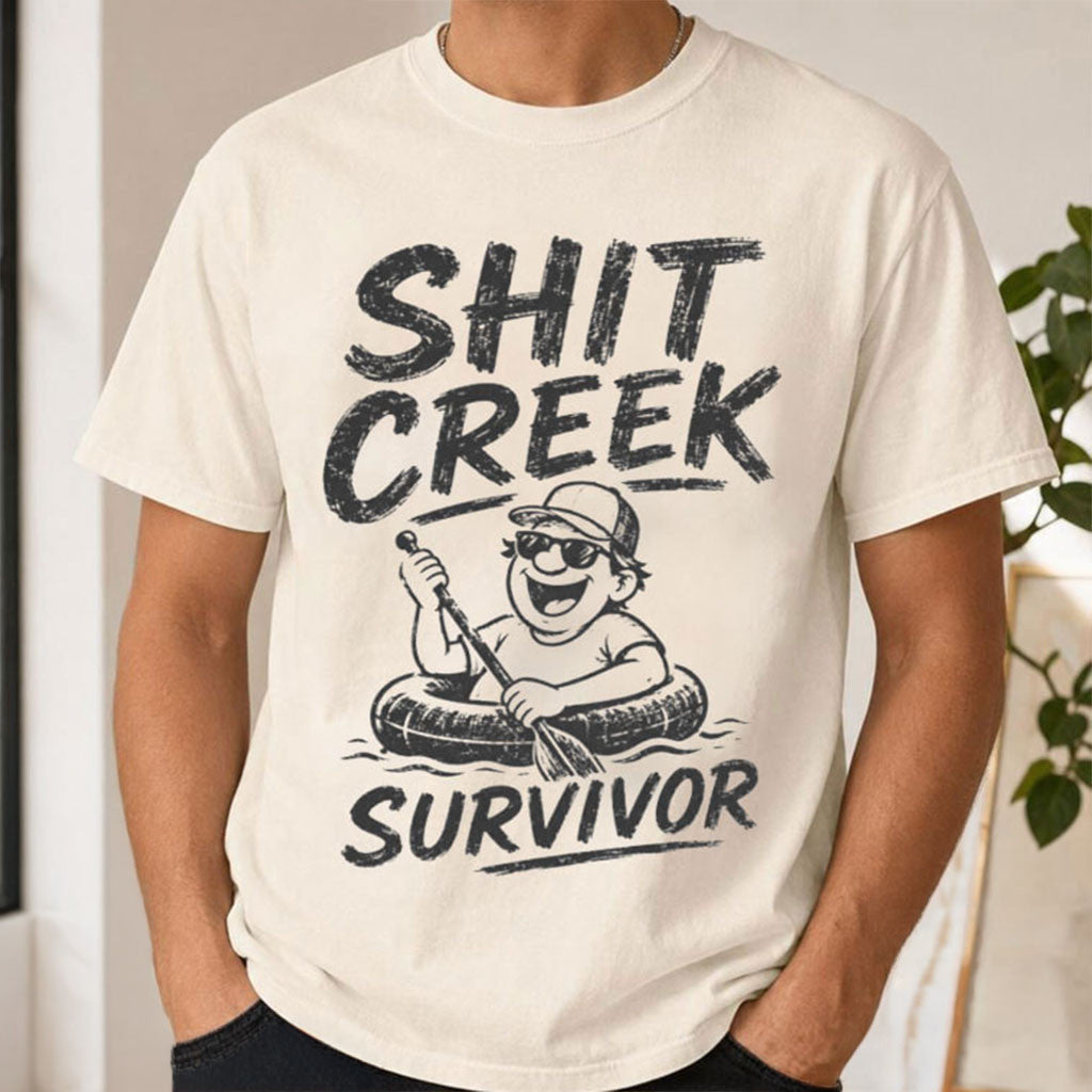 Shit Creek Survivor Shirt Funny Kayak River Camping T-Shirt Gifts For Him - Merchluma