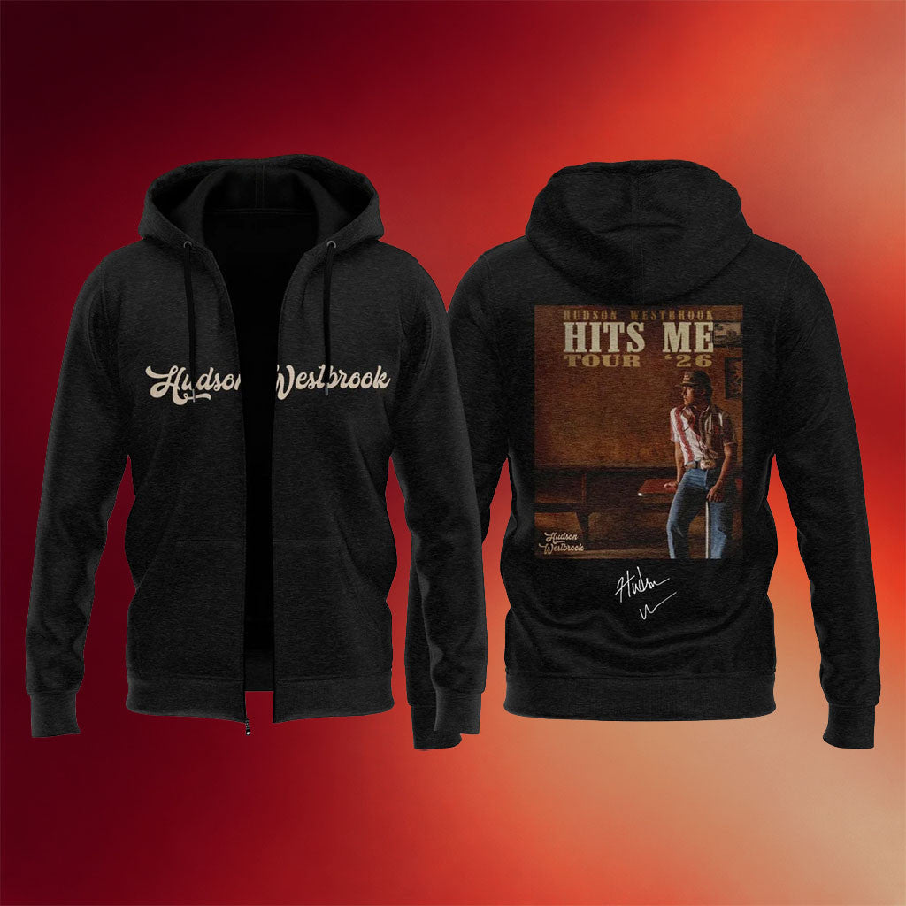 Hudson Westbrook Merch 2026 Hudson Westbrook Hits Me Tour Signature Zip Hoodie Music Fan Gifts - Merchluma