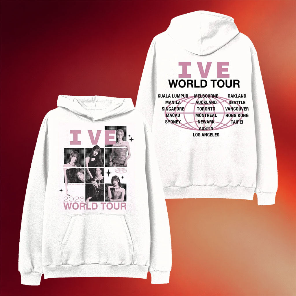 Ive Merch 2026 White Photo Collage Tour Hoodie Ive Merch World Tour Kpop Gear Gift For Fans - Merchluma