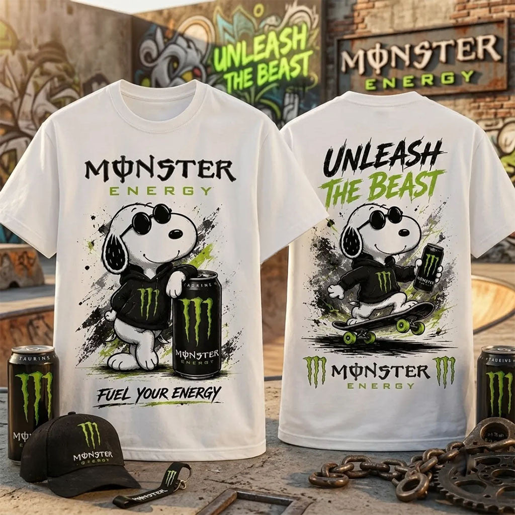 Monster Energy X Snoopy Unleash The Beast T-Shirt Fuel Your Energy Shirt Monster Energy Merch - Merchluma