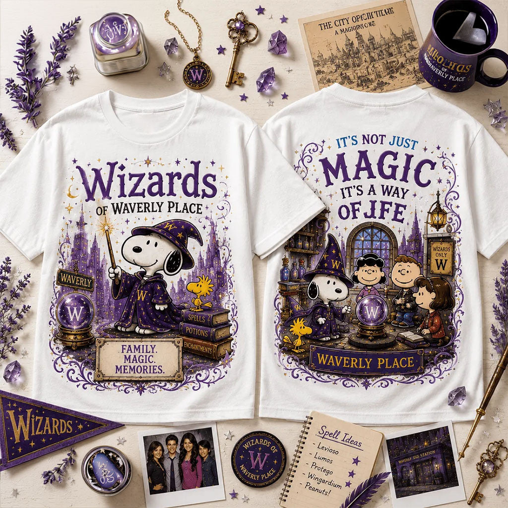 Snoopy x Wizards of Waverly Place Magic T-Shirt Snoopy Merch Gifts For Halloween - Merchluma