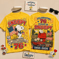 Snoopy 76th Anniversary Patriotic Yellow T-Shirt Snoopy Merch Gifts For Friends - Merchluma