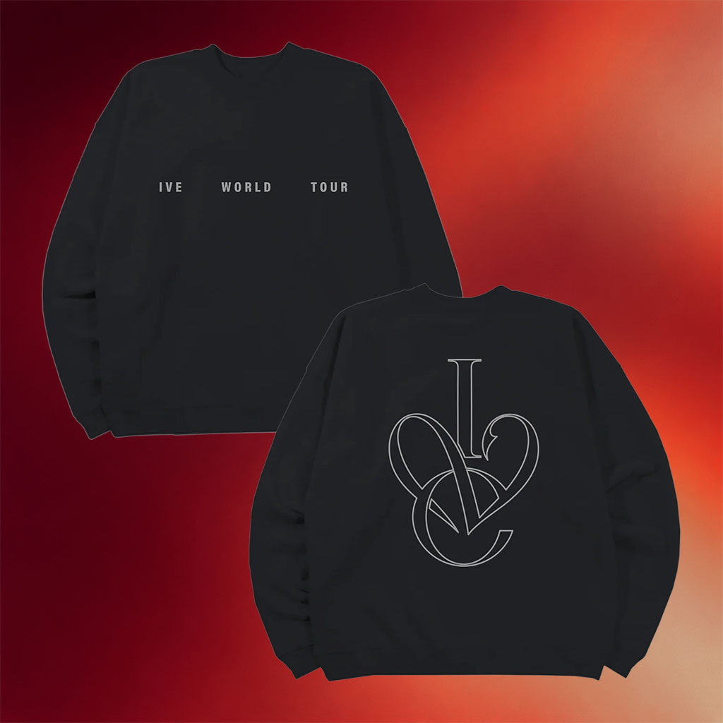 Ive Merch 2026 Black Minimal Crest Crewneck Ive World Tour Sweatshirt Kpop Fan Gifts - Merchluma