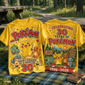 Pokemon 30th Anniversary Pikachu Yellow T-Shirt Pokemon Merch Gift Ideas For Son - Merchluma
