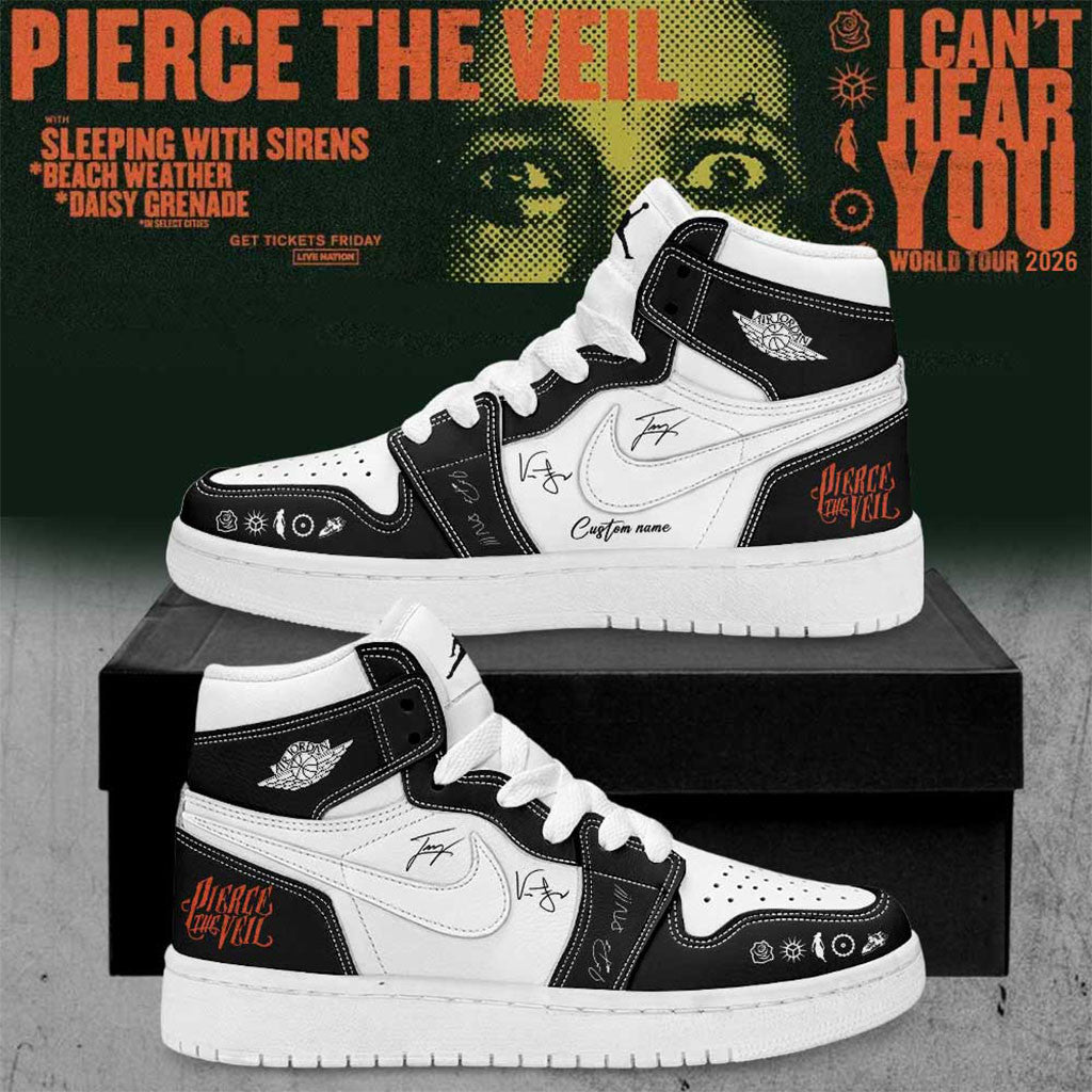 Custom Pierce The Veil Merch I Can't Hear You World Tour 2026 Signature Shoes Gifts For Him - Merchluma