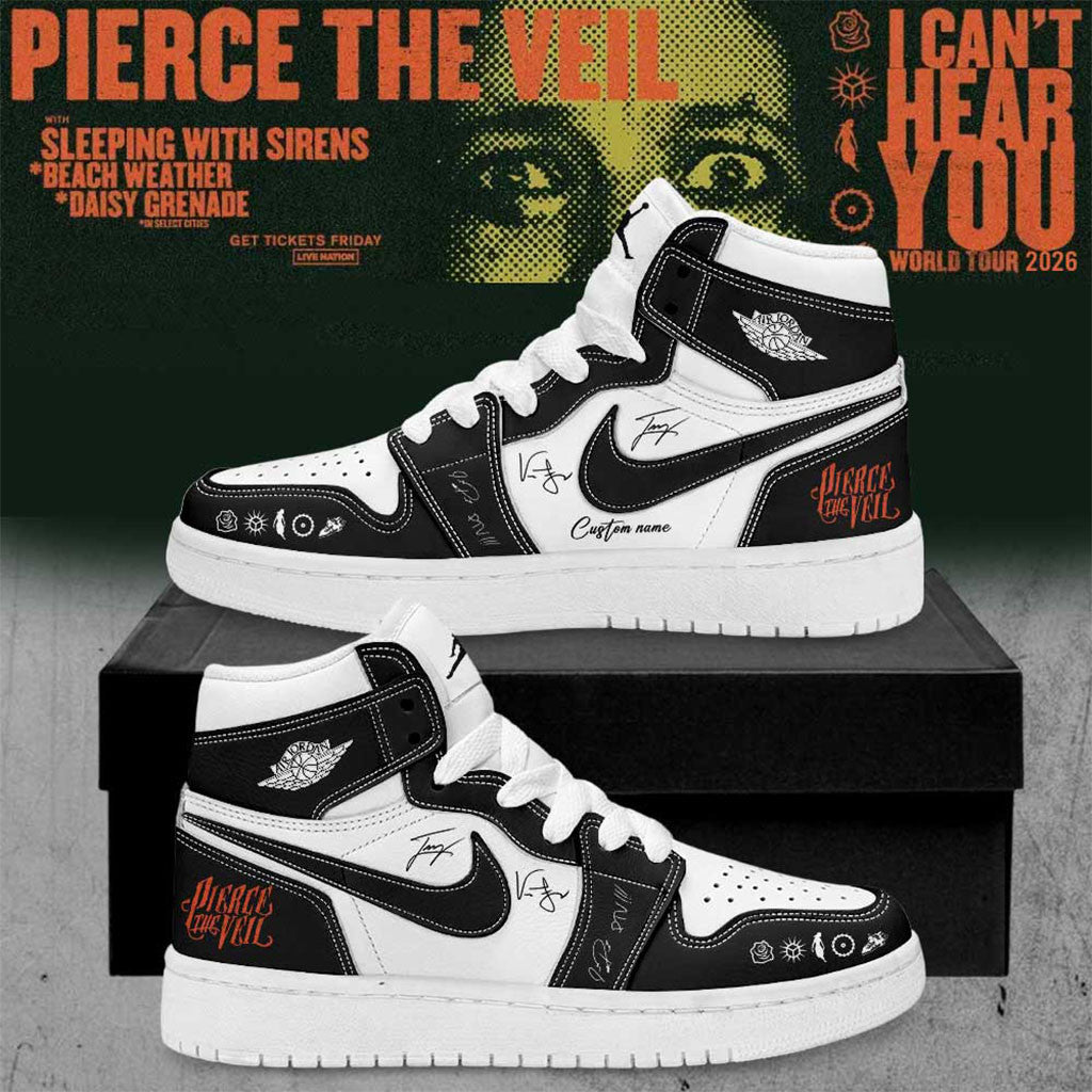 Custom Pierce The Veil Merch I Can't Hear You World Tour 2026 Signature Shoes Music Fan Gifts - Merchluma