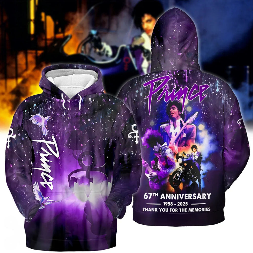 Prince 67th Anniversary Purple Hoodie Prince Merch Music Related Gifts For Guys - Merchluma