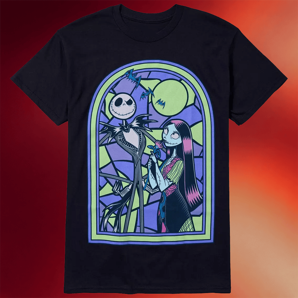 The Nightmare Merch The Nightmare Before Christmas Jack And Sally Stained Glass T-Shirt Gifts - Merchluma