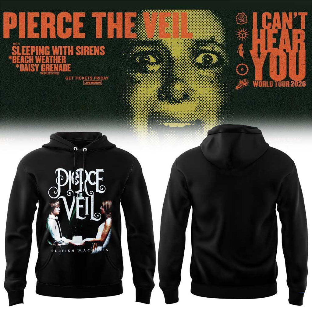 Pierce The Veil Merch I Can't Hear You World Tour Australia 2026 Hoodie Music Fan Clothes Black - Merchluma
