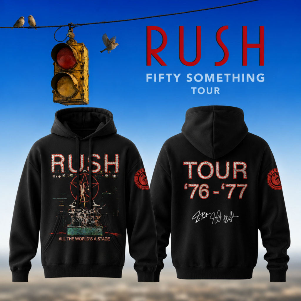 RUSH Fifty Something Tour 2026 Signed Hoodie RUSH Merch Black Gift Ideas For Rock Lovers - Merchluma