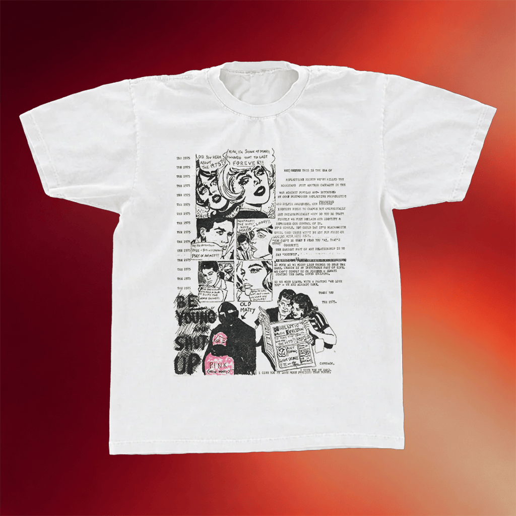 The 1975 Merch 2026 Comic T-Shirt Be Young And Shut Up Shirt Gifts For Pop Fans - Merchluma