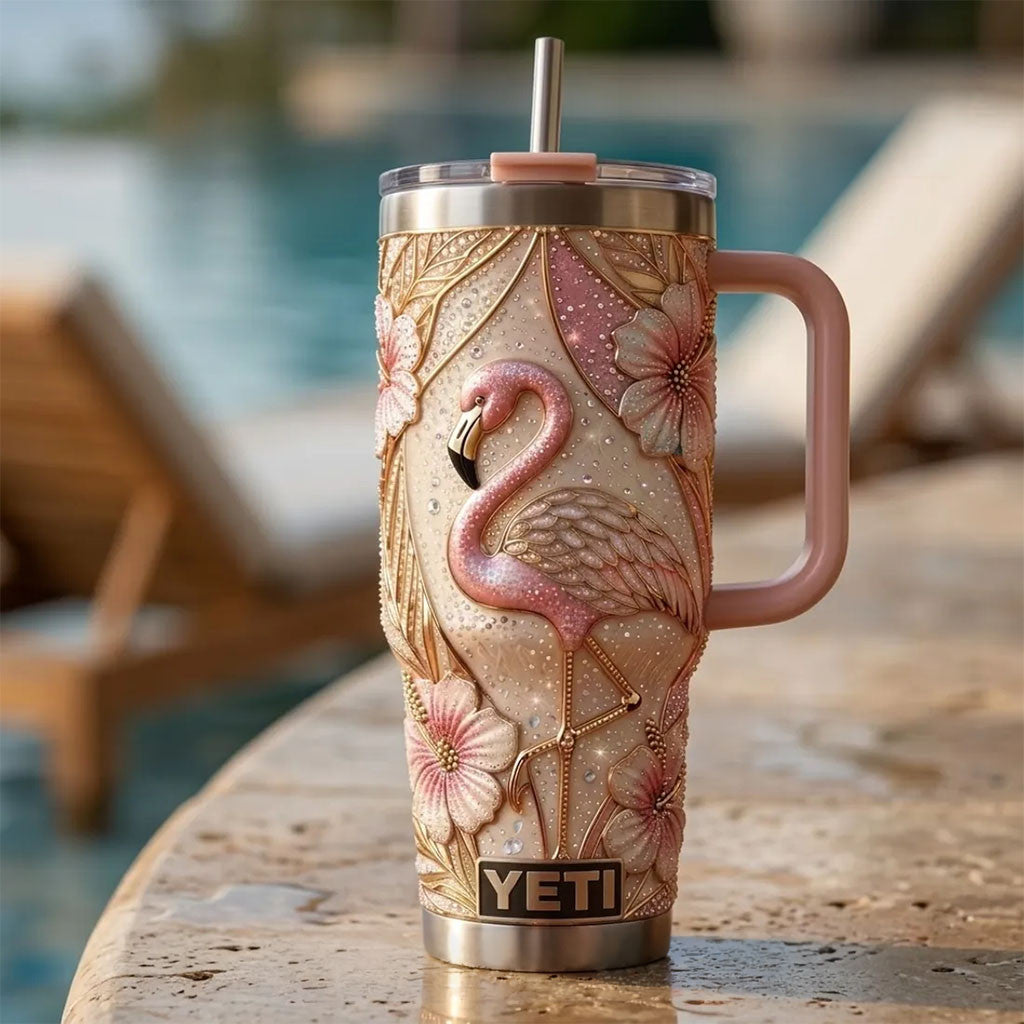 Flamingo Floral Tumbler Pink Gifts For Flamingo Lovers - Merchluma