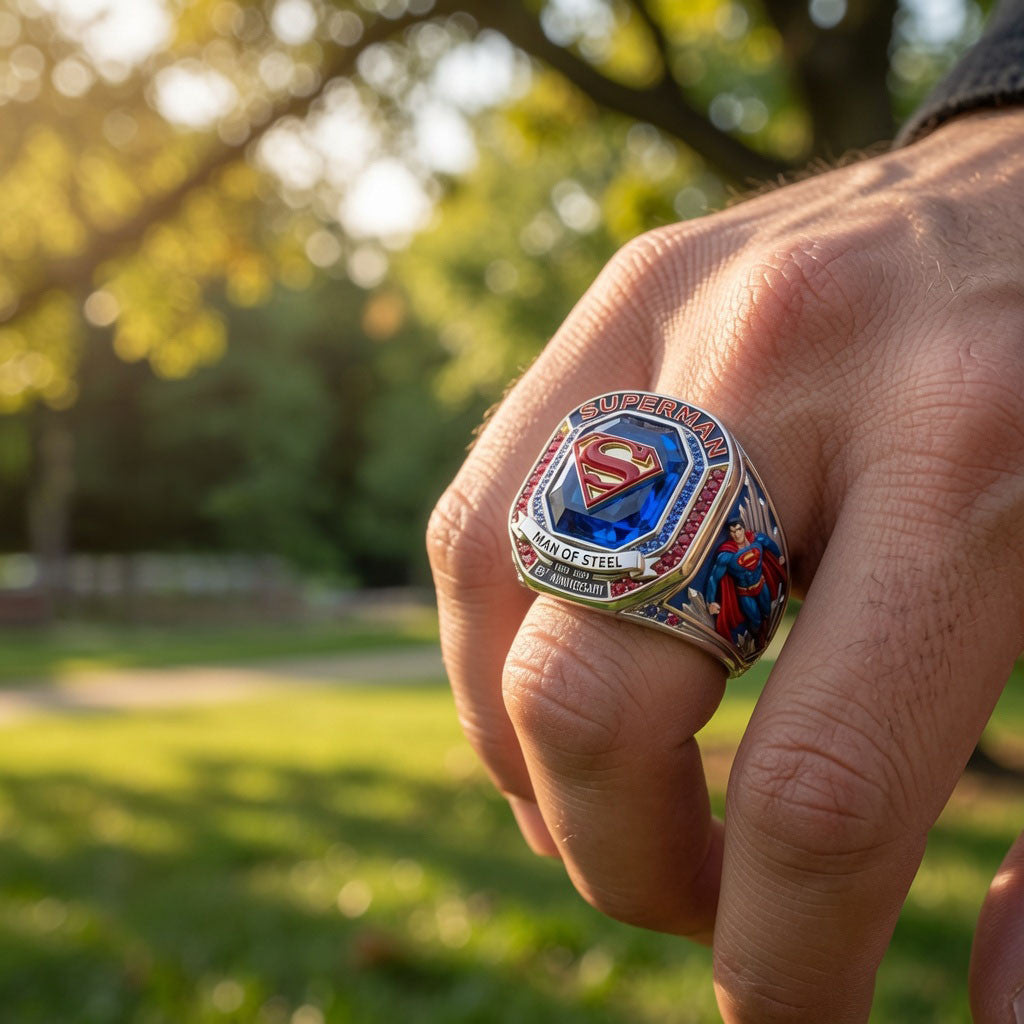 Superman Champion Ring Man Of Steel Merch Birthday Gift For Him - Merchluma
