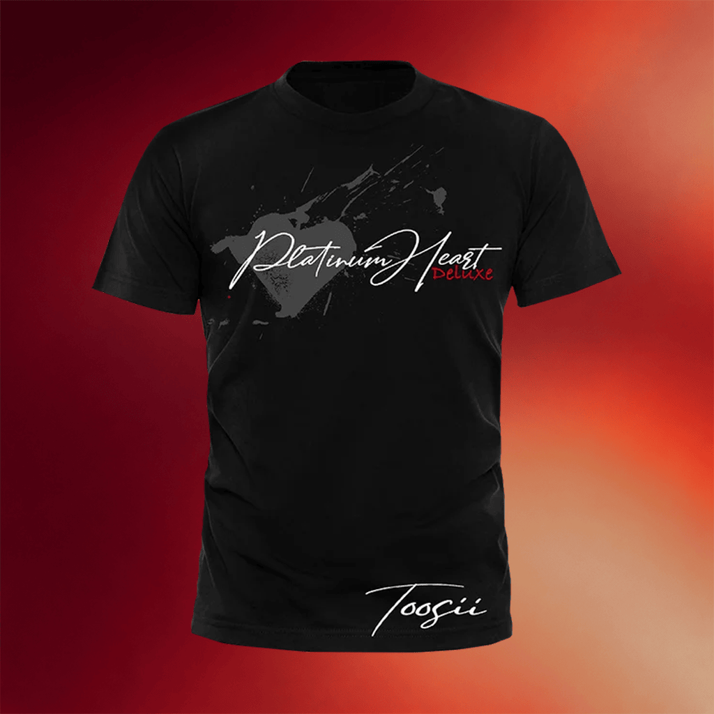 Toosii Merch 2026 Platinum Heart Splatter Black T-Shirt Gifts For Rap Lovers - Merchluma