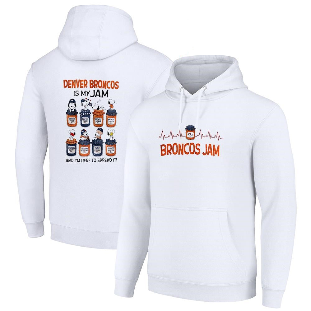 Denver Broncos Merch 2026 Broncos X Snoopy Is My Jam And I'm Here To Spread It Hoodie Fan Gifts - Merchluma