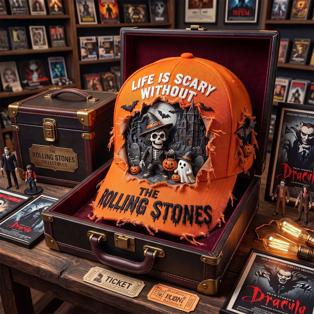 The Rolling Stones Life Is Scary Without Baseball Cap Orange Halloween Hat Gifts For Fan - Merchluma