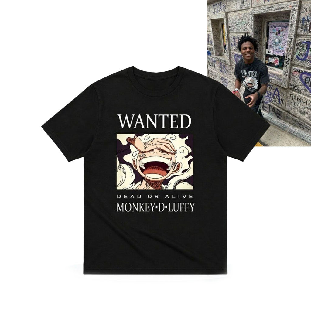 IShowSpeed X One Piece Luffy Gear 5 Wanted T-Shirt 2026 Dead Or Alive Shirt Anime Merch - Merchluma