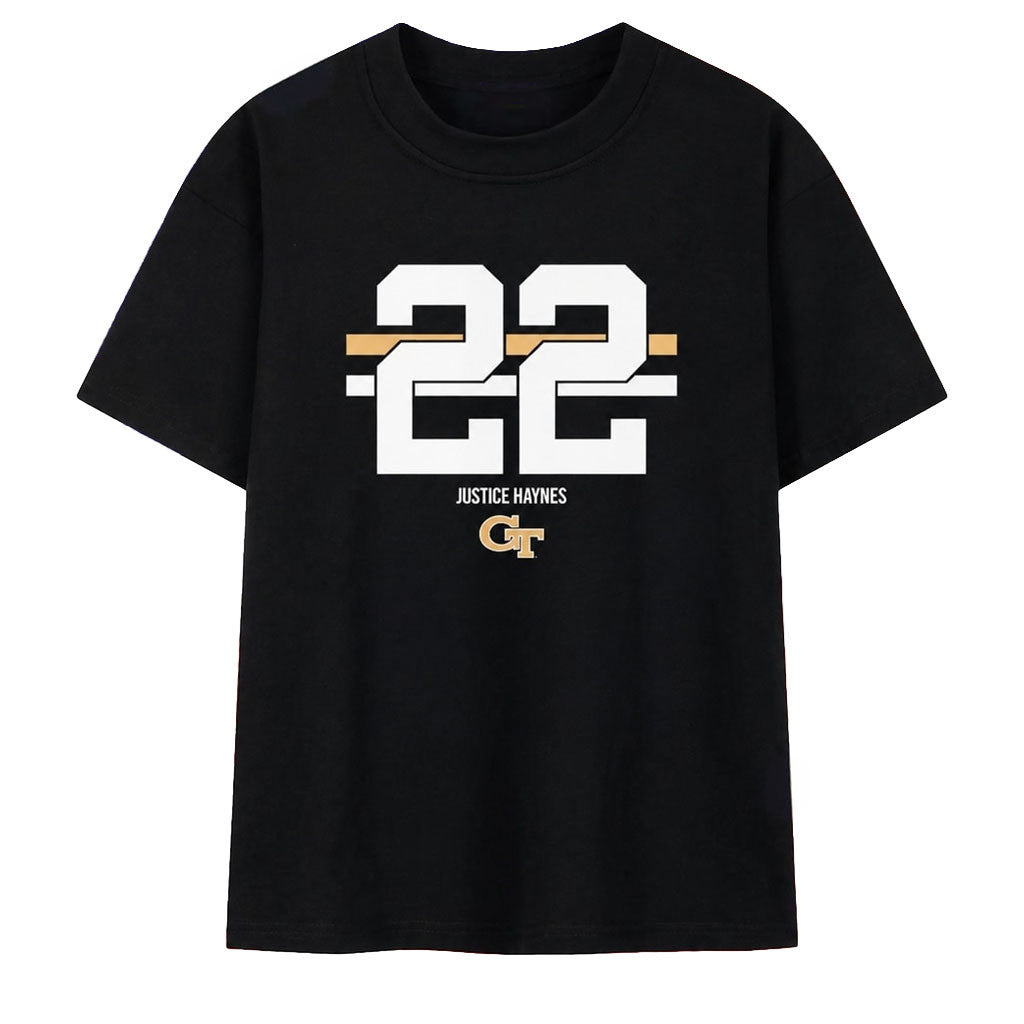Justice Haynes Georgia Tech Yellow Jackets Number 22 T-Shirt Gifts For Football Lovers - Merchluma