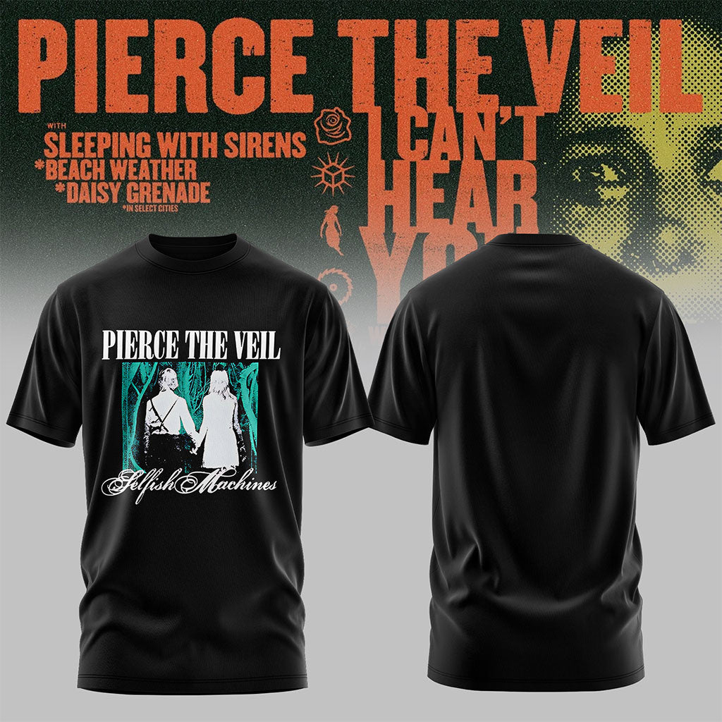 Pierce The Veil Merch I Can't Hear You World Tour Australia 2026 Shirt Music Fan Clothing Black - Merchluma