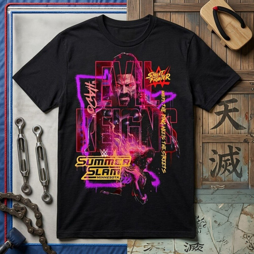 WWE x Street Fighter Roman Reigns SummerSlam 2026 T-Shirt Good Gifts For Boyfriend - Merchluma