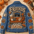 Friends The One With Fall Vibes Denim Jacket Autumn Outfits Cool Gifts For BFF - Merchluma